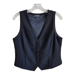 J CREW Women's 8 Vest Button Up Black Covered Buttons Classic Bust 36"
